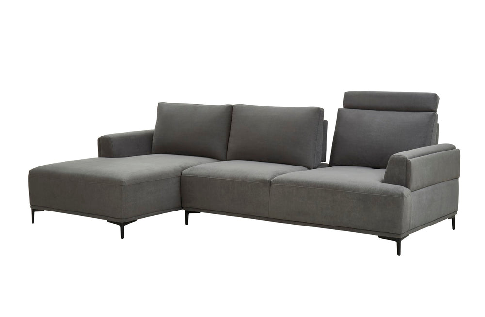 Pasargad Modern Lucca Sectional Sofa with Push Back Functional, Left Facing Chaise Grey Color CF-38L2G02L-PASARGAD