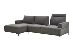 Pasargad Modern Lucca Sectional Sofa with Push Back Functional, Left Facing Chaise Grey Color CF-38L2G02L-PASARGAD