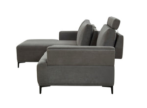 Pasargad Modern Lucca Sectional Sofa with Push Back Functional, Left Facing Chaise Grey Color CF-38L2G02L-PASARGAD