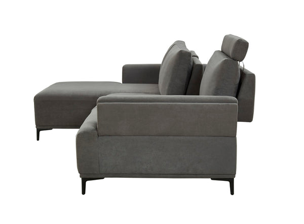 Pasargad Modern Lucca Sectional Sofa with Push Back Functional, Left Facing Chaise Grey Color CF-38L2G02L-PASARGAD