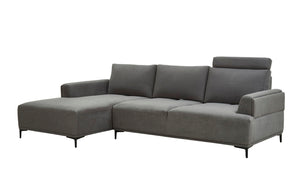 Pasargad Modern Lucca Sectional Sofa with Push Back Functional, Left Facing Chaise Grey Color CF-38L2G02L-PASARGAD