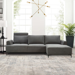 Pasargad Modern Lucca Sectional Sofa with Push Back Functional, Left Facing Chaise Grey Color CF-38L2G02L-PASARGAD