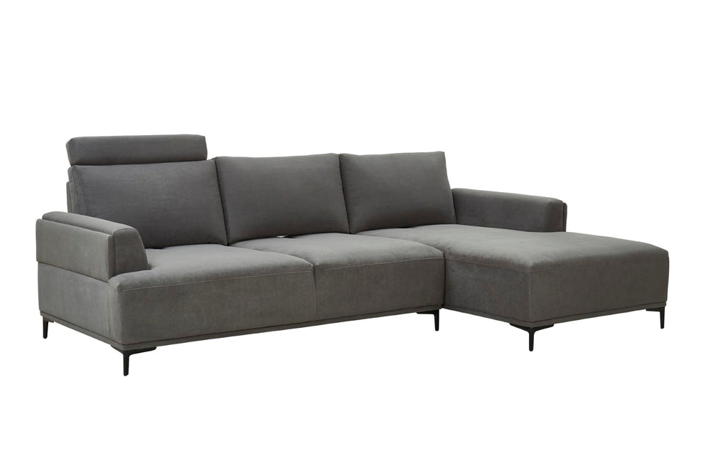 Pasargad Modern Lucca Sectional Sofa with Push Back Functional, Right Facing Chaise Grey Color CF-38L2G02R-PASARGAD