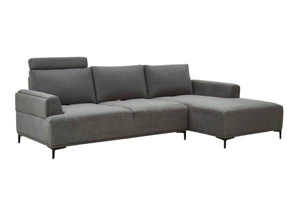 Pasargad Modern Lucca Sectional Sofa with Push Back Functional, Right Facing Chaise Grey Color CF-38L2G02R-PASARGAD