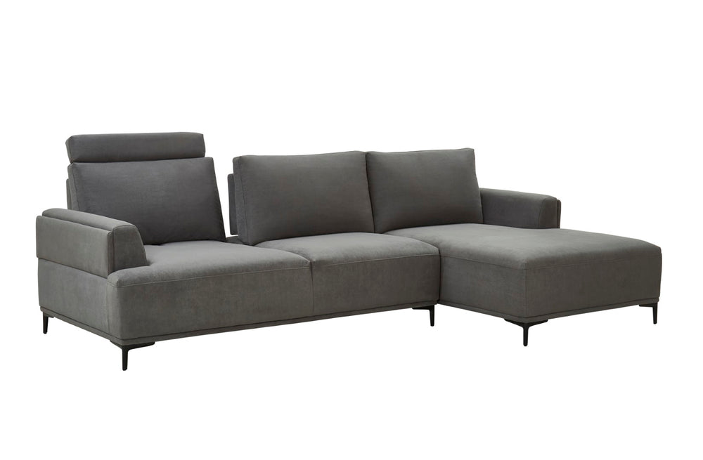Pasargad Modern Lucca Sectional Sofa with Push Back Functional, Right Facing Chaise Grey Color CF-38L2G02R-PASARGAD