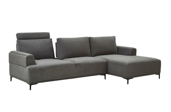 Pasargad Modern Lucca Sectional Sofa with Push Back Functional, Right Facing Chaise Grey Color CF-38L2G02R-PASARGAD