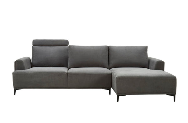 Pasargad Modern Lucca Sectional Sofa with Push Back Functional, Right Facing Chaise Grey Color CF-38L2G02R-PASARGAD