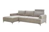 Modern Lucca Sectional Sofa with Push Back Functional, Left Facing Chaise Beige Color