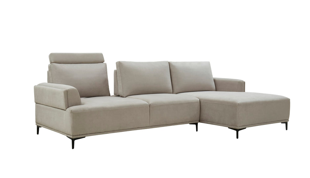 Pasargad Modern Lucca Sectional Sofa with Push Back Functional, Right Facing Chaise Beige Color CF-38L2G05R-PASARGAD