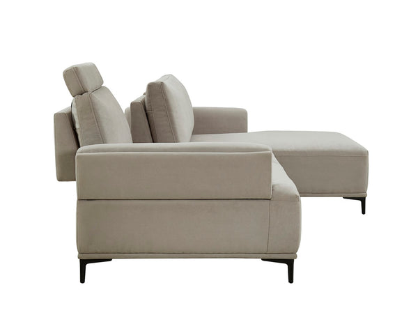 Pasargad Modern Lucca Sectional Sofa with Push Back Functional, Right Facing Chaise Beige Color CF-38L2G05R-PASARGAD