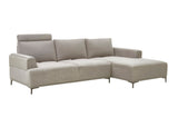 Modern Lucca Sectional Sofa with Push Back Functional, Right Facing Chaise Beige Color
