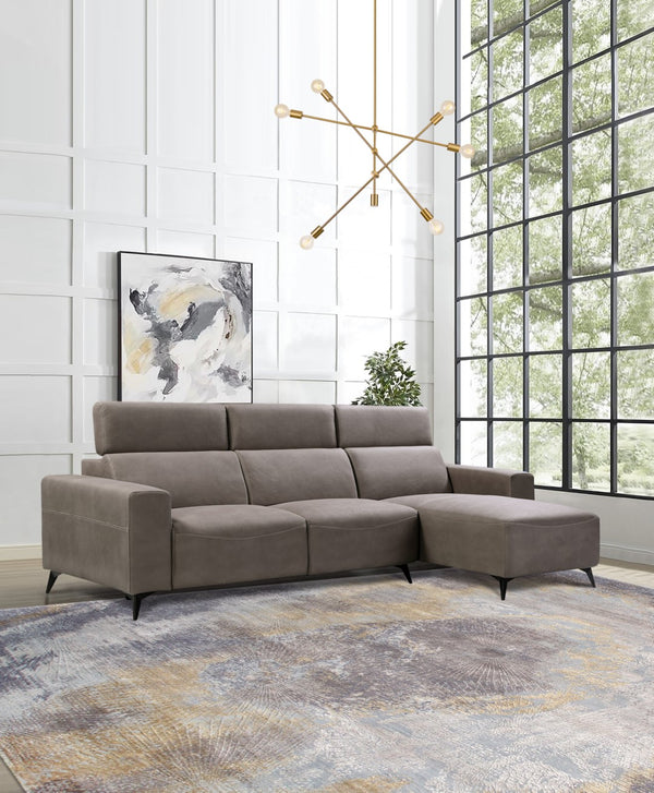 Pasargad Modern Bari Sectional Sofa with Push Back Functional, Left Facing Grey Color CF-46L2T14L-PASARGAD