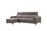 Modern Bari Sectional Sofa with Push Back Functional, Left Facing Grey Color