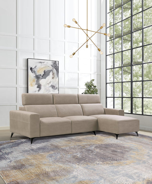 Pasargad Modern Bari Sectional Sofa with Push Back Functional, Left Facing Beige Color CF-46L2T15L-PASARGAD