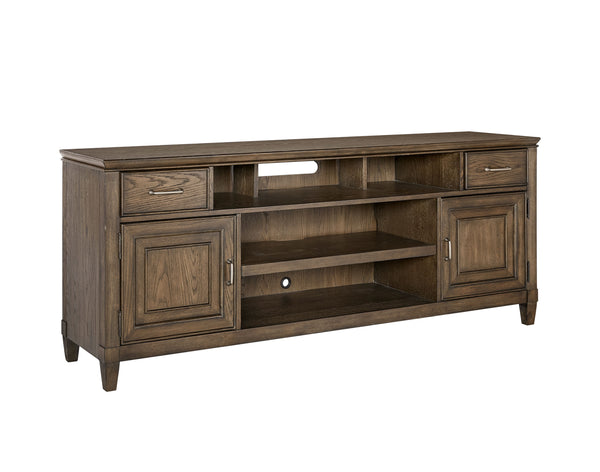 Newport 74" TV Console - Handcrafted Oak Finish with Storage, Wire Management & Soundbar Space