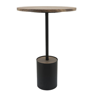 Sagebrook Home Contemporary Metal, 24"h Side Table Wooden Top, Black/brown 16540 Brown/black Metal