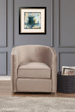 Alpine Furniture Maison Swivel Chair 9002 Light Grey Velour Fabric with Acacia Wood Frame 30 x 29.5 x 29.5