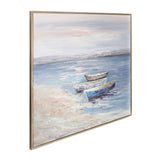 Sagebrook Home Contemporary 52x52 Handpainted Oil Canvas Boats/ocean, Multi 70138 Multi Polyester Canvas