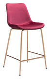 Zuo Modern Tony 100% Polyester, Plywood, Steel Modern Commercial Grade Counter Stool Red, Gold 100% Polyester, Plywood, Steel