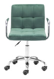 Zuo Modern Kerry 100% Polyester, Plywood, Steel Modern Office Chair Green, Chrome 100% Polyester, Plywood, Steel