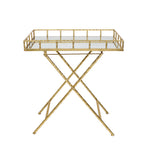 Glam Rectangular Gold Metal Bar Cart, Mirror Top