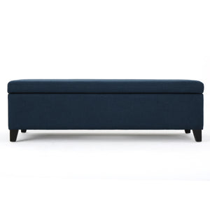 York Navy Blue Fabric Storage Ottoman Noble House