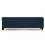 York Navy Blue Fabric Storage Ottoman Noble House