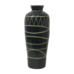 Sagebrook Home Contemporary Terracotta, 22"h Modern Vase, Black 17544-03 Black Terracotta