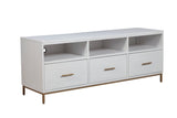 Alpine Furniture Madelyn TV Console 2010-10 White Mahogany Solids & Veneer 64 x 18 x 24