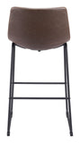 Zuo Modern Smart 100% Polyurethane, Plywood, Steel Transitional Commercial Grade Barstool Set - Set of 2 Vintage Espresso, Black 100% Polyurethane, Plywood, Steel