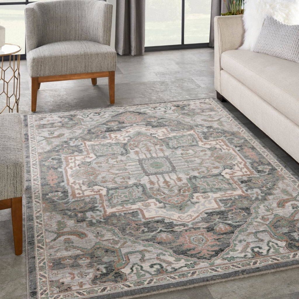 Nourison Parisa PSA01 French Country Machine Made Loom-woven Indoor Area Rug Grey Sage 5'3" x 7'5" 99446857682