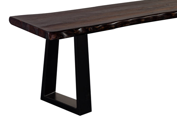 Porter Designs Manzanita Live Edge Solid Acacia Wood Natural Dining Bench Gray 07-196-13-BN58MT-KIT