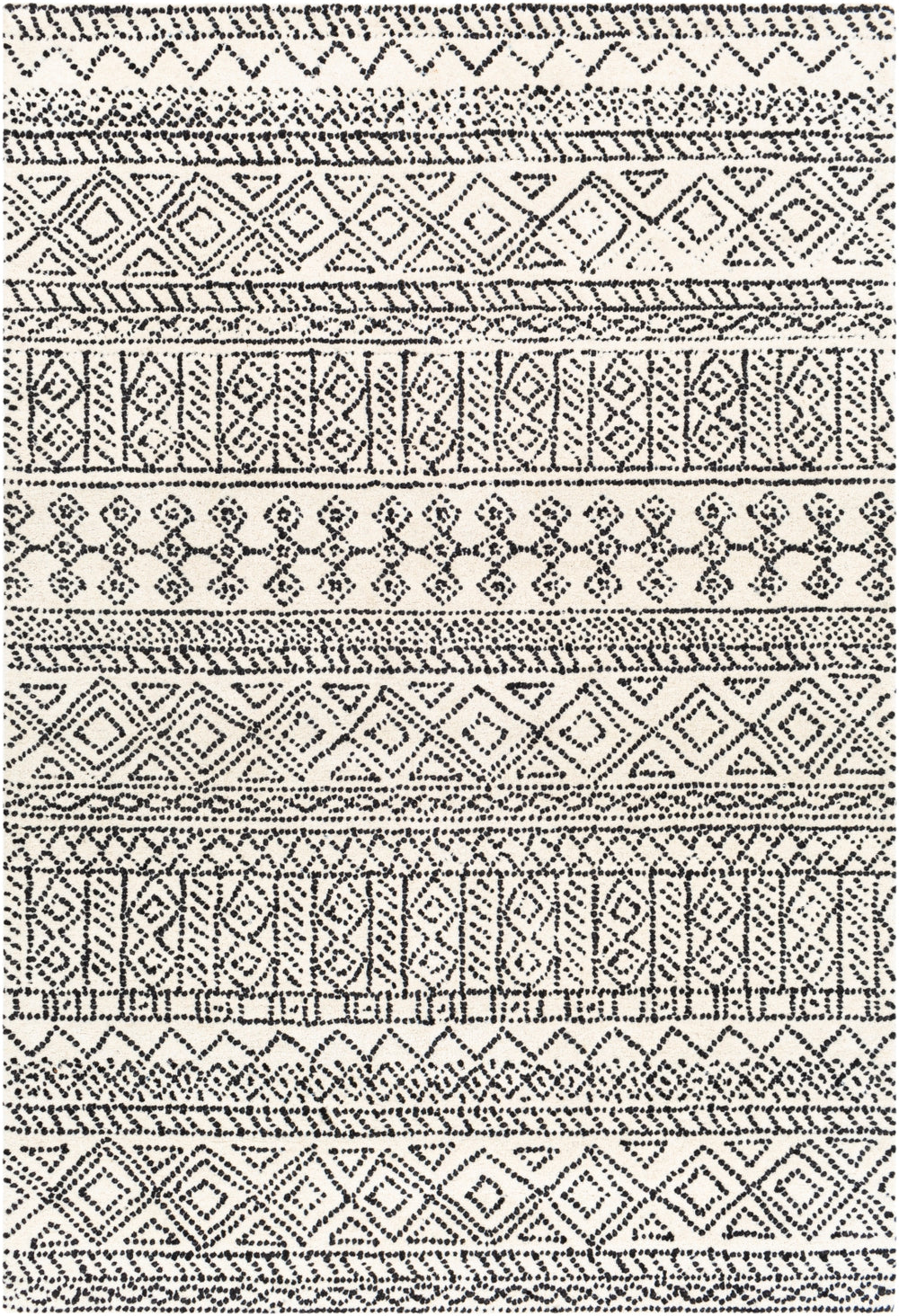 Corfu CFU-2302 Global Wool Rug CFU2302-81012 Cream, Black 100% Wool 8'10" x 12'