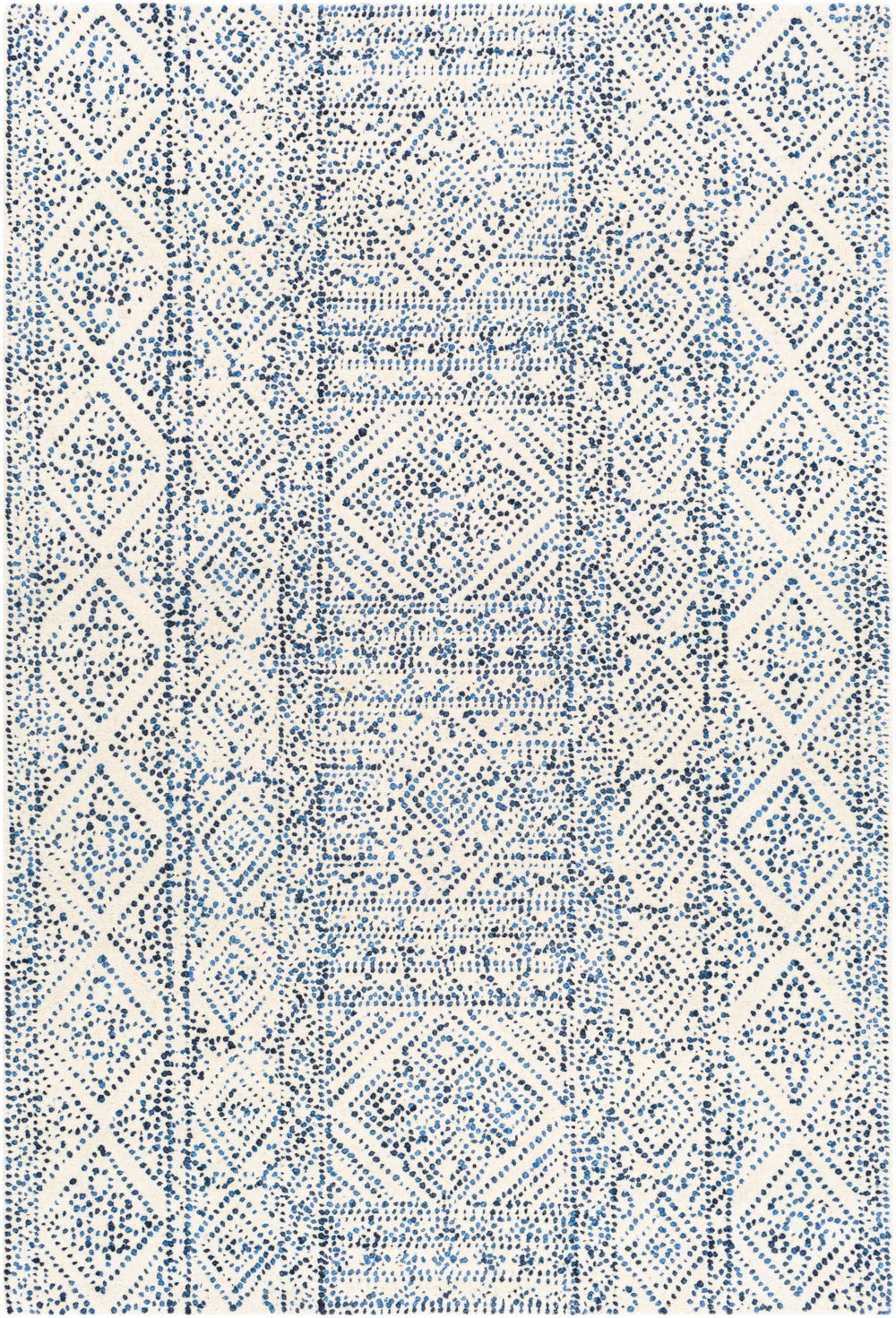 Corfu CFU-2305 Global Wool Rug CFU2305-81012 Cream, Denim, Navy 100% Wool 8'10" x 12'