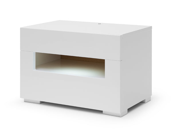 VIG Furniture Modrest Ceres - Modern LED White Lacquer Nightstand VGWCCG05-WHT
