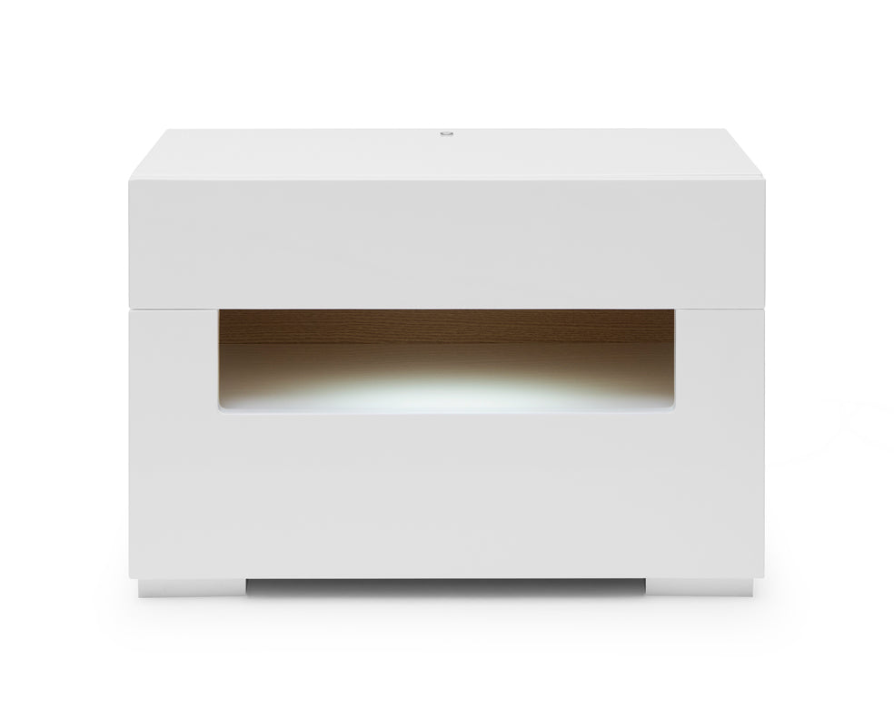 VIG Furniture Modrest Ceres - Modern LED White Lacquer Nightstand VGWCCG05-WHT