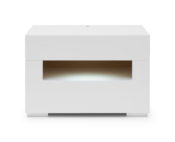 VIG Furniture Modrest Ceres - Modern LED White Lacquer Nightstand VGWCCG05-WHT