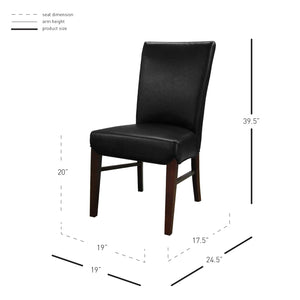 Milton Bonded Leather Dining Chair Set of 2 - Stylish Parsons Accent Chairs for Modern Interiors
