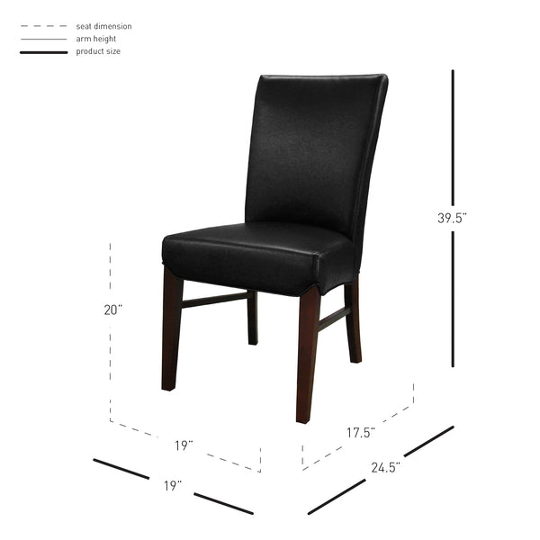 Milton Bonded Leather Dining Chair Set of 2 - Stylish Parsons Accent Chairs for Modern Interiors