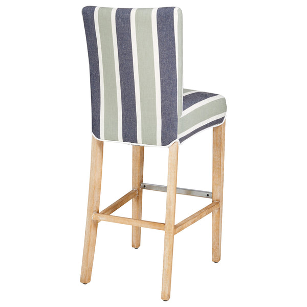 Milton Fabric Bar Stool Hurley Stripe Blue