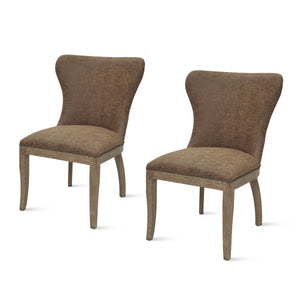 Dorsey Faux Leather Dining Chairs - Set of 2, Distressed Style with Driftwood Legs for Comfort