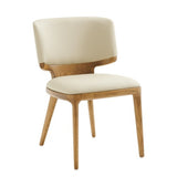 VIG Furniture Modrest Stanley - Contemporary Cream Leatherette and Walnut Set of  Two Dining Chairs VGCS-CH20066-DC VGCS-CH20066-DC