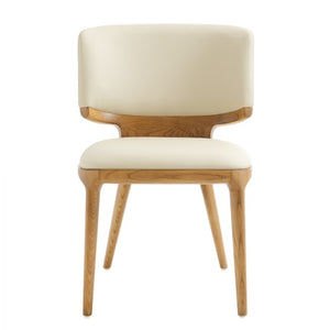 VIG Furniture Modrest Stanley - Contemporary Cream Leatherette and Walnut Set of  Two Dining Chairs VGCS-CH20066-DC VGCS-CH20066-DC