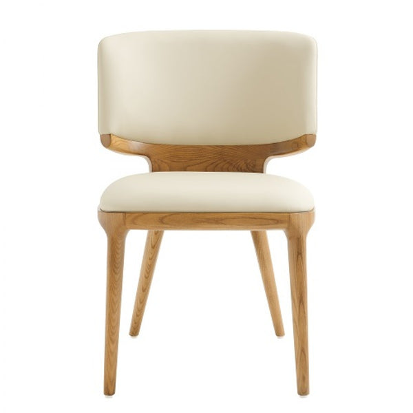 VIG Furniture Modrest Stanley - Contemporary Cream Leatherette and Walnut Set of  Two Dining Chairs VGCS-CH20066-DC VGCS-CH20066-DC