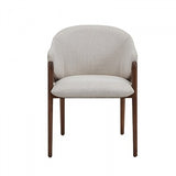 VIG Furniture Modrest Lunde Cream Fabric and Walnut Arm Dining Chair VGCS-ACH-20071 VGCS-ACH-20071