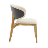 VIG Furniture Modrest Chance - Contemporary Cream Fabric and Brown Leatherette Walnut Dining Chair VGCS-CH21045-DC VGCS-CH21045-DC