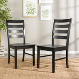 Walker Edison Modern Farmhouse Dining Chair, Set of 2 - Black in Solid Wood, High-Grade MDF, Wood Veneer CH2LBBL 842158107923