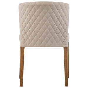 Albie Low-Back Dining Chair Set of 2 - Stylish Bonded Leather with Quilted Design & Solid Wood Legs