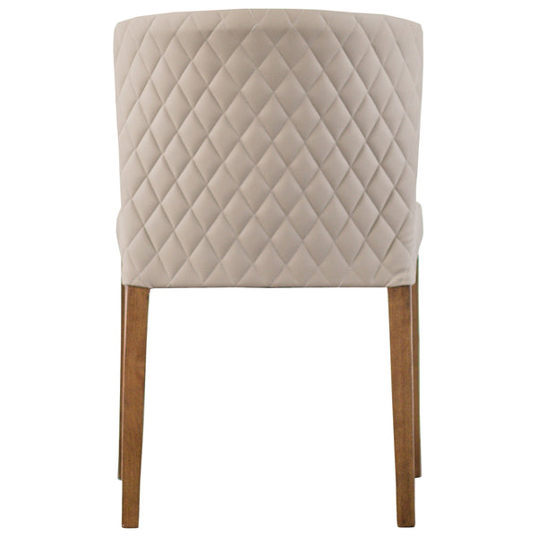 Albie Low-Back Dining Chair Set of 2 - Stylish Bonded Leather with Quilted Design & Solid Wood Legs