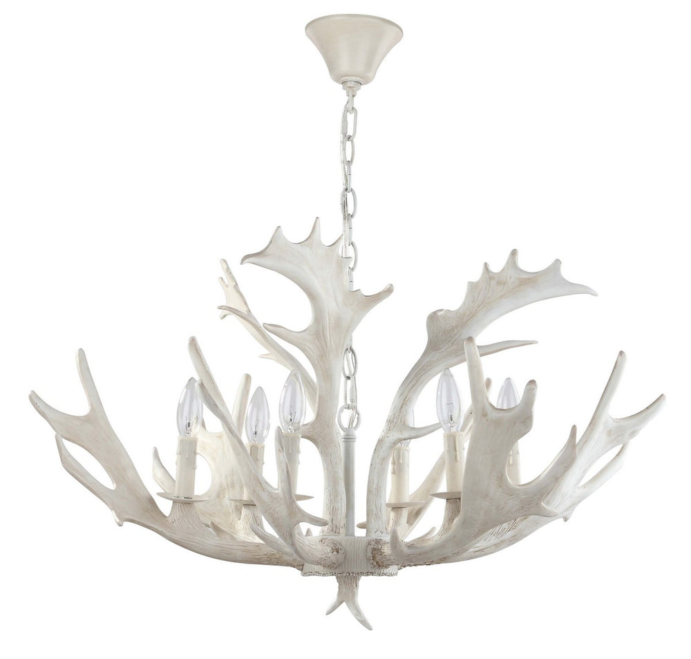 Safavieh Birch Chandelier Antler 30" White Resin Iron CHA4003A 889048324800